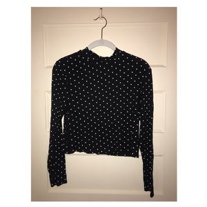 Polka dot long sleeve crop top